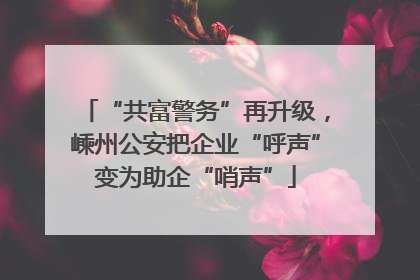 “共富警务”再升级，嵊州公安把企业“呼声”变为助企“哨声”