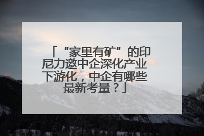 “家里有矿”的印尼力邀中企深化产业下游化，中企有哪些最新考量？