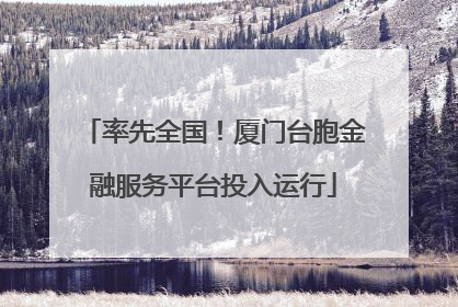 率先全国！厦门台胞金融服务平台投入运行