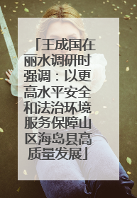 王成国在丽水调研时强调：以更高水平安全和法治环境服务保障山区海岛县高质量发展