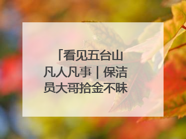 看见五台山 凡人凡事｜保洁员大哥拾金不昧传递人间温暖
