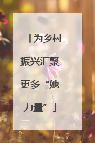 为乡村振兴汇聚更多“她力量”