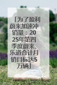 为了盈利蔚来加速冲销量：2025年第四季度蔚来、乐道合计月销目标达5万辆