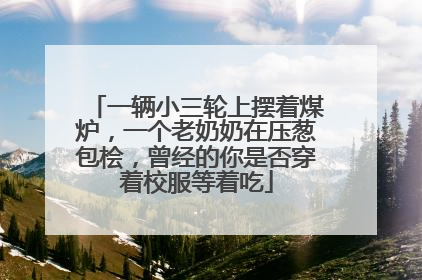 一辆小三轮上摆着煤炉，一个老奶奶在压葱包桧，曾经的你是否穿着校服等着吃
