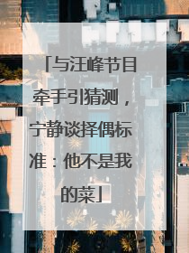 与汪峰节目牵手引猜测，宁静谈择偶标准：他不是我的菜
