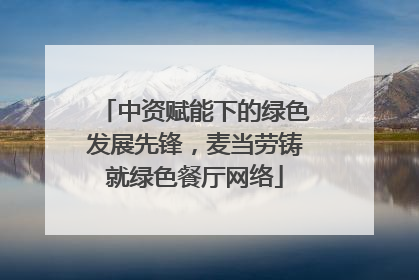 中资赋能下的绿色发展先锋，麦当劳铸就绿色餐厅网络