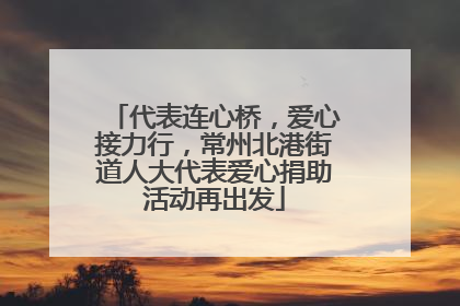 代表连心桥，爱心接力行，常州北港街道人大代表爱心捐助活动再出发