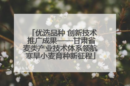优选品种 创新技术 推广成果——甘肃省麦类产业技术体系领航寒旱小麦育种新征程