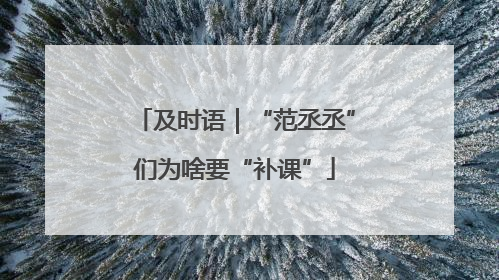 及时语｜“范丞丞”们为啥要“补课”
