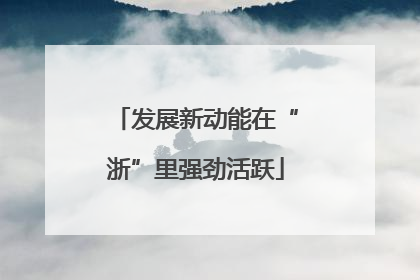 发展新动能在“浙”里强劲活跃