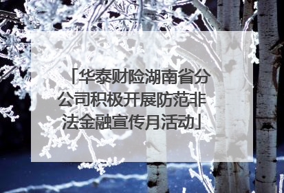 华泰财险湖南省分公司积极开展防范非法金融宣传月活动