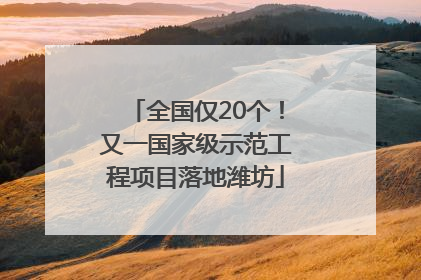 全国仅20个！又一国家级示范工程项目落地潍坊