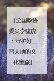 全国政协委员李骏虎：守护好三晋大地的文化宝藏