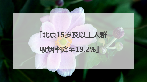 北京15岁及以上人群吸烟率降至19.2%