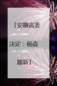 安徽省委决定：杨森履新