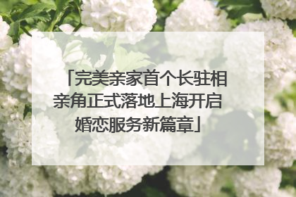 完美亲家首个长驻相亲角正式落地上海开启婚恋服务新篇章