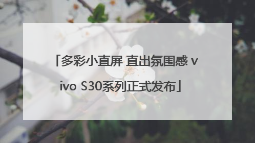 多彩小直屏 直出氛围感 vivo S30系列正式发布