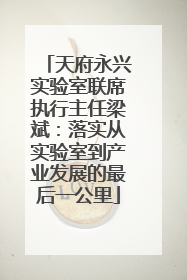 天府永兴实验室联席执行主任梁斌：落实从实验室到产业发展的最后一公里