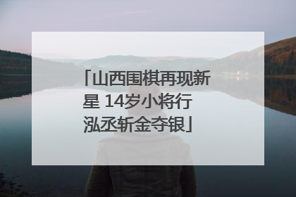 山西围棋再现新星 14岁小将行泓丞斩金夺银