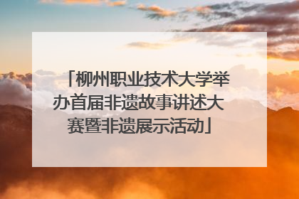 柳州职业技术大学举办首届非遗故事讲述大赛暨非遗展示活动