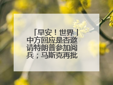 早安！世界丨中方回应是否邀请特朗普参加阅兵；马斯克再批“大而美”法案和美国共和党