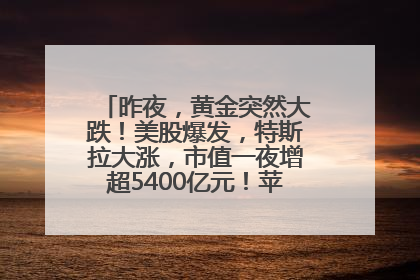 昨夜，黄金突然大跌！美股爆发，特斯拉大涨，市值一夜增超5400亿元！苹果传来大消息