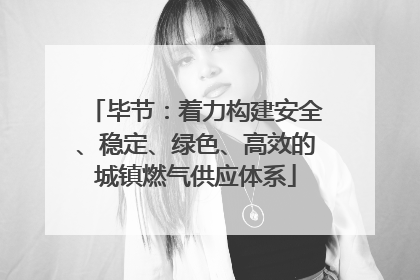 毕节：着力构建安全、稳定、绿色、高效的城镇燃气供应体系