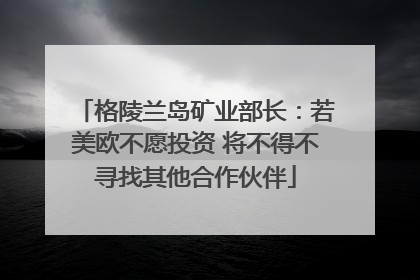 格陵兰岛矿业部长：若美欧不愿投资 将不得不寻找其他合作伙伴