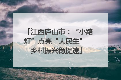江西庐山市：“小路灯”点亮“大民生” 乡村振兴稳提速