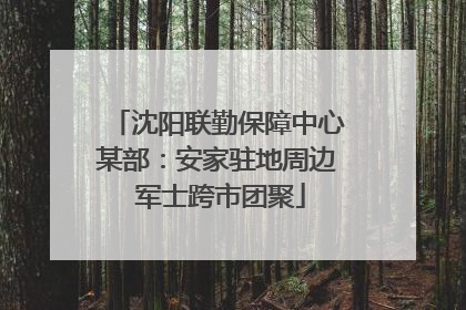 沈阳联勤保障中心某部：安家驻地周边 军士跨市团聚