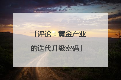 评论：黄金产业的迭代升级密码