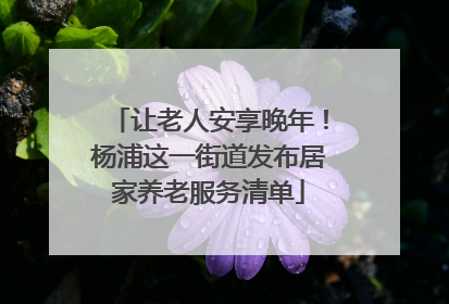 让老人安享晚年！杨浦这一街道发布居家养老服务清单