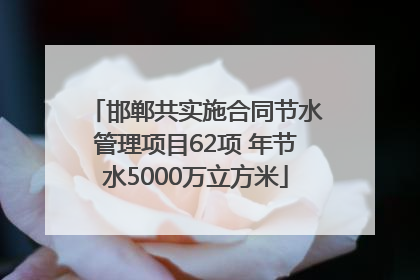 邯郸共实施合同节水管理项目62项 年节水5000万立方米