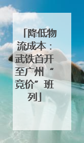 降低物流成本：武铁首开至广州“竞价”班列