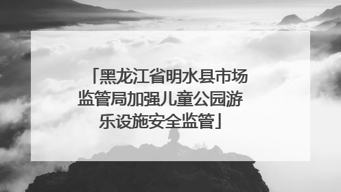 黑龙江省明水县市场监管局加强儿童公园游乐设施安全监管