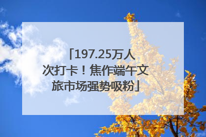 197.25万人次打卡！焦作端午文旅市场强势吸粉