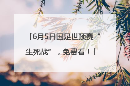 6月5日国足世预赛“生死战”，免费看！